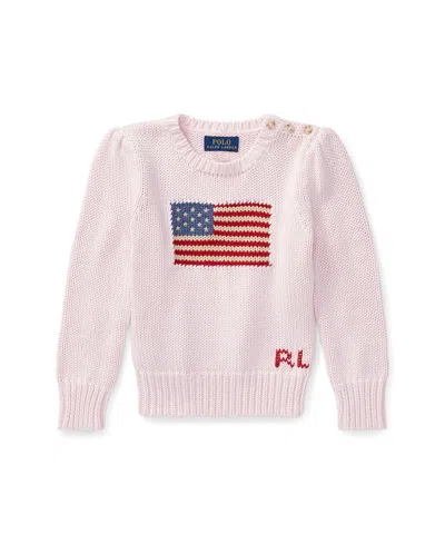 Polo Ralph Lauren Flag Cotton Crewneck Sweater In Pink