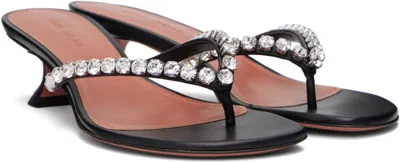 Amina Muaddi Sabot Infradito Gigi In Pelle Nera  Donna