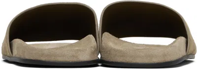 The Row Hugh Suede Flat Slide Sandals In Nude
