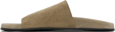 The Row Hugh Suede Flat Slide Sandals In Nude