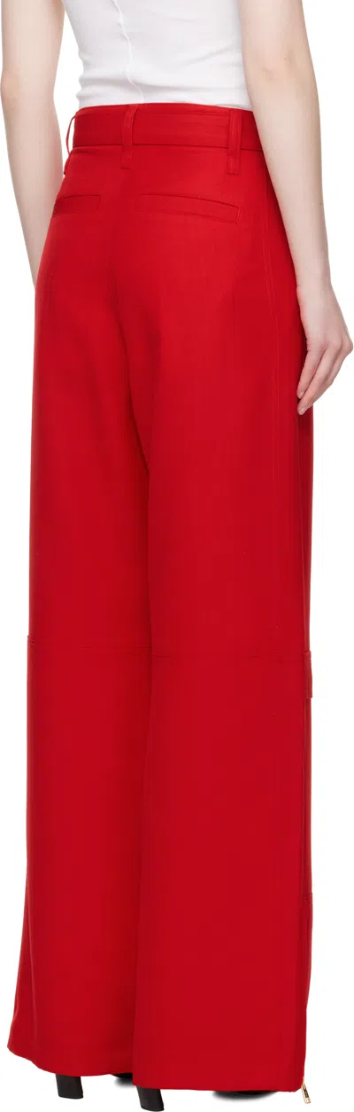 Ami Alexandre Mattiussi Belted Zip-detailed Wool-canvas Wide-leg Pants