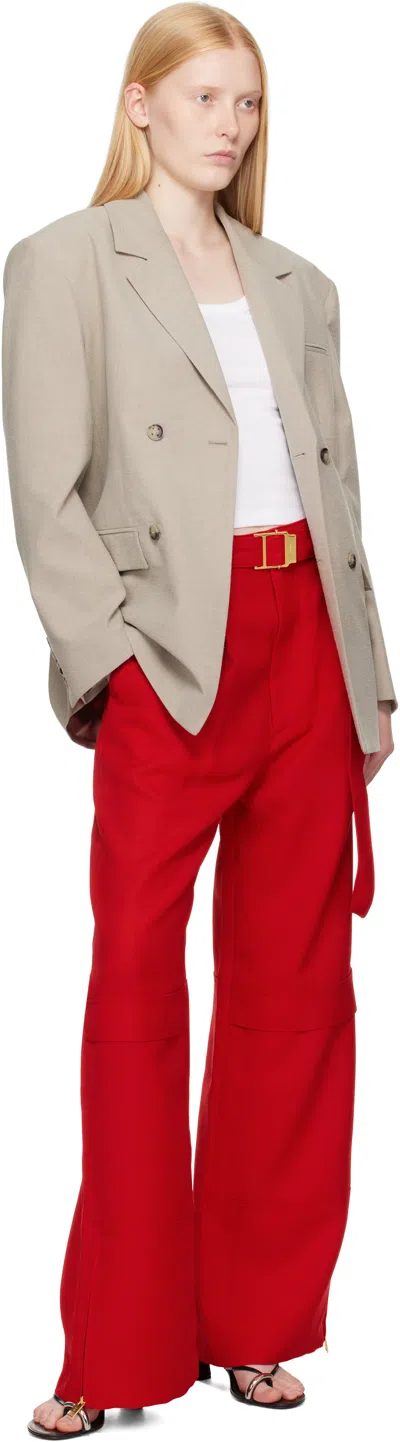 Ami Alexandre Mattiussi Belted Zip-detailed Wool-canvas Wide-leg Pants