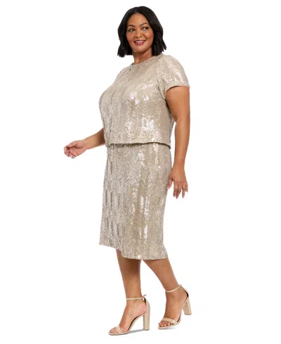 Muse Plus Size Short-sleeve Sequined Top In Burgundy