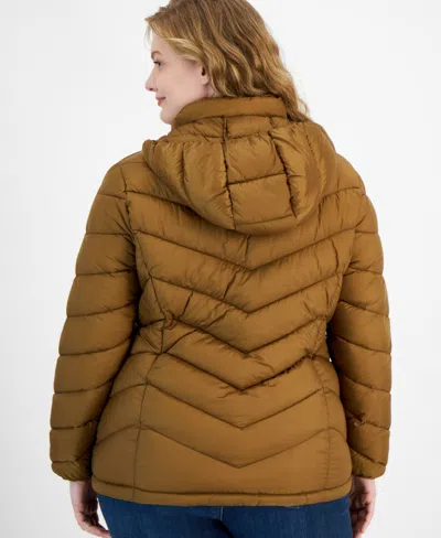 Charter Club Plus Size Packable Hooded Puffer Coat, Created For Macy's In Gold