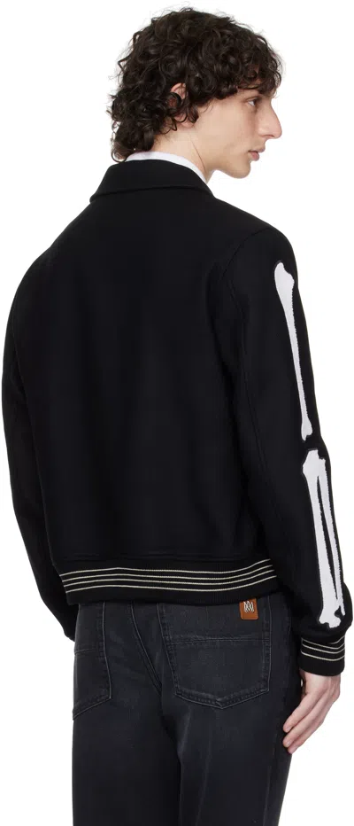 Amiri Bones Wool Varsity Jacket In Black