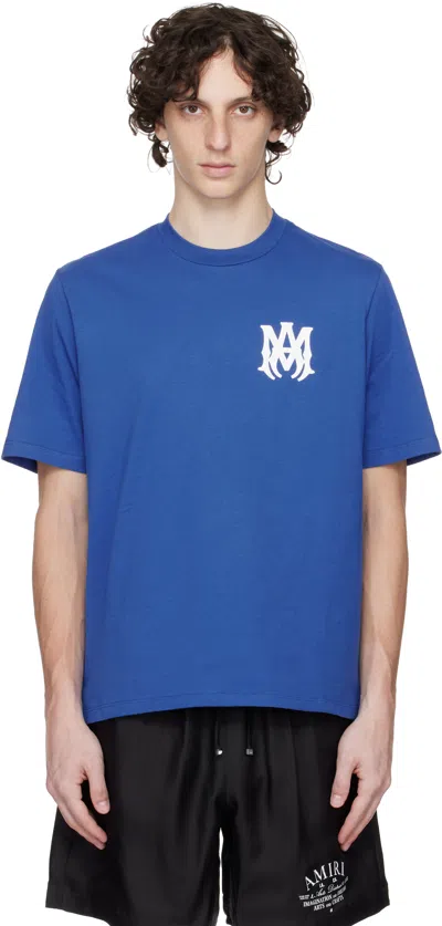 Amiri Ma Logo Cotton T-shirt In Blue