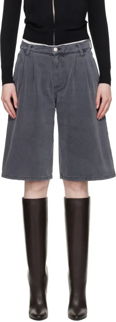 Mfpen Gray Flower Rivet Denim Shorts