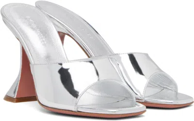 Amina Muaddi Ssense Exclusive Silver Lupita Slipper 95 Heeled Sandals