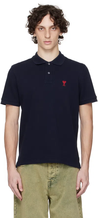 Ami Alexandre Mattiussi Ami Paris Ami Paris De Coeur Cotton Polo Shirt In Blue