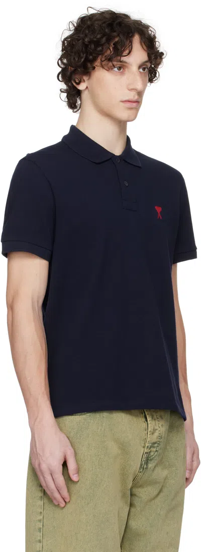 Ami Alexandre Mattiussi Ami Paris Ami Paris De Coeur Cotton Polo Shirt In Blue