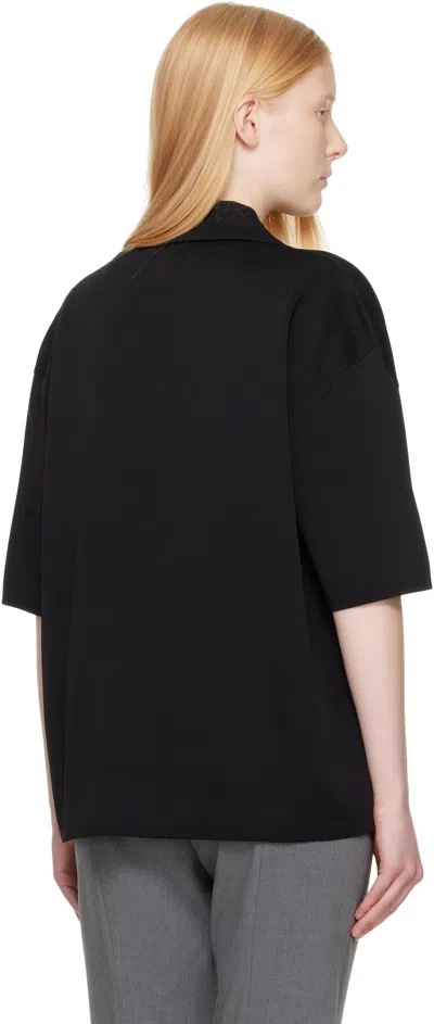 Ami Alexandre Mattiussi Fitted V-neck Polo Shirt With Classic Collar And Short Sleeves In Black