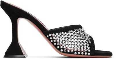 Amina Muaddi Black Lupita Net Mules With Crystals In Black
