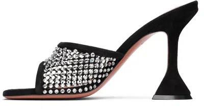 Amina Muaddi Black Lupita Net Mules With Crystals In Black