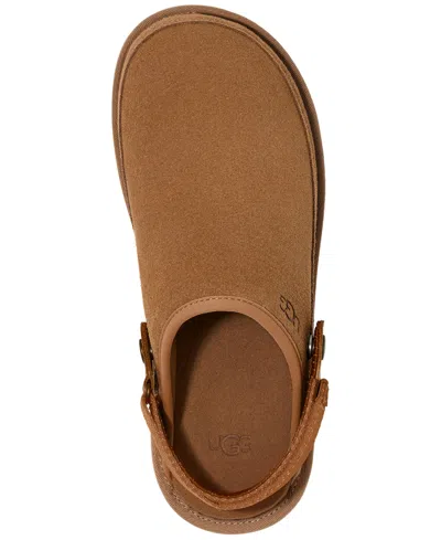 Ugg Suede Slip-on Mules With Adjustable Back Strap In Brown