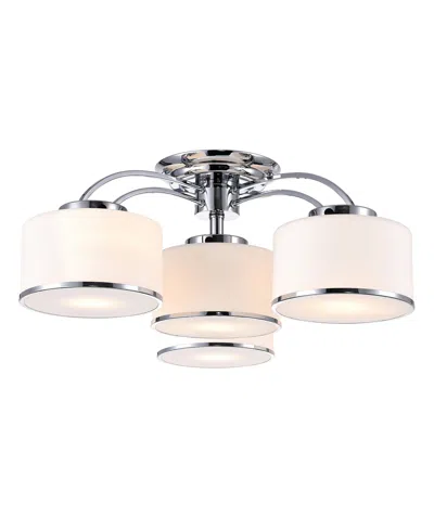Cwi Lighting Frosted 4 Light Drum Shade Flush Mount With Chrome Finish