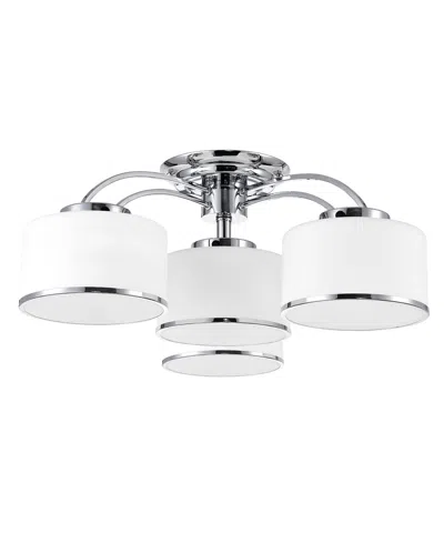 Cwi Lighting Frosted 4 Light Drum Shade Flush Mount With Chrome Finish