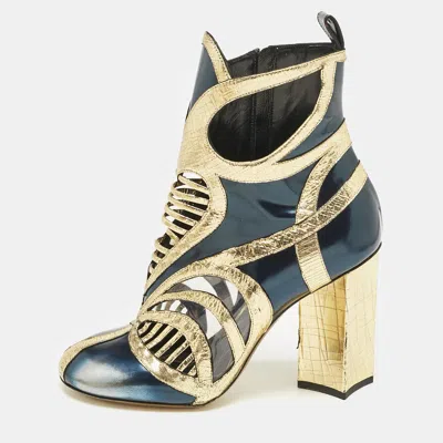 Pre-owned Louis Vuitton Multicolor Infrarouge Glazed Leather Queen Of Hearts Booties Size 38