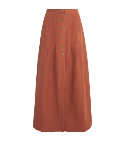Le Kasha Linen Coin-detail Maxi Skirt