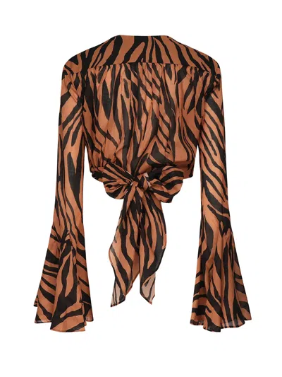 The Andamane Zebra-print Tie-front Blouse