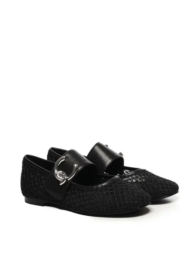 Coccinelle C-me Leather-buckle Mesh Ballet Flats