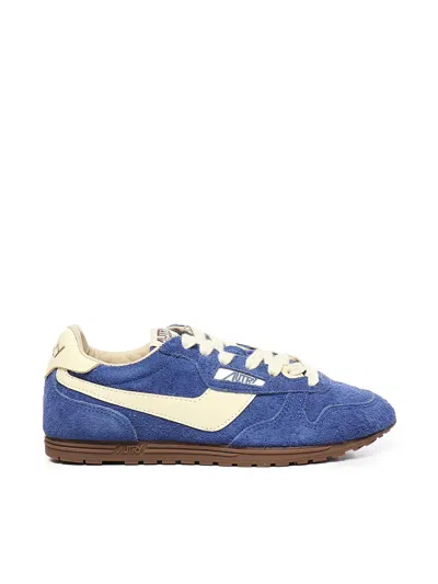 Autry Windspin Leather-trimmed Brushed Suede Sneakers In Blue