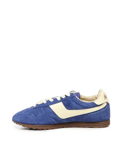 Autry Windspin Leather-trimmed Brushed Suede Sneakers In Blue
