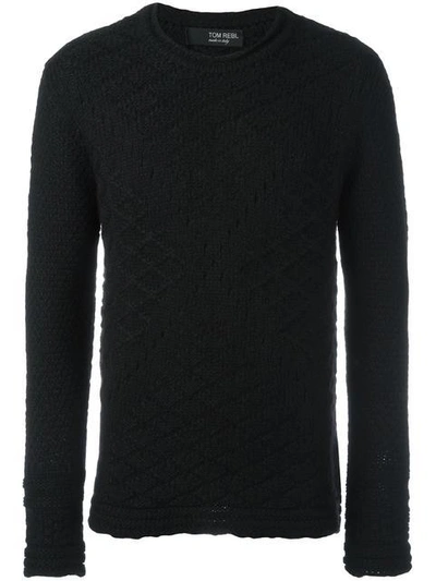 Shop Tom Rebl Geometric Pattern Knit Sweater - Black