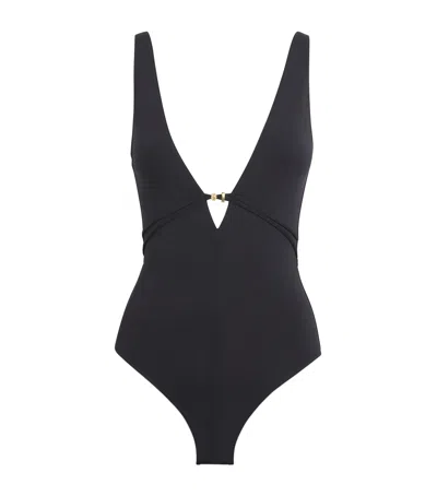Eres Stretch Nylon Swimsuit Ruched Detailing In Black