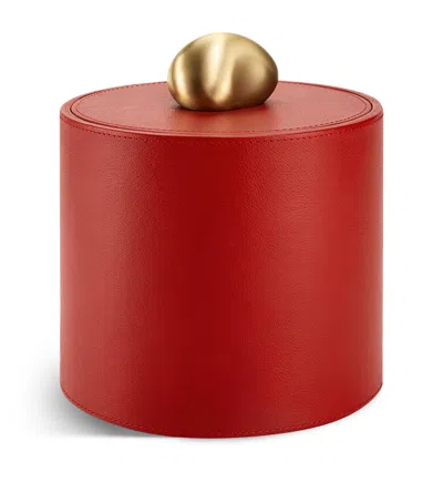 Assouline Pebble Tall Leather Trinket Box In Red
