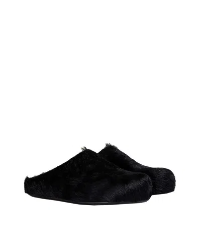 Marni Sabot Fussbett In Vitello A Pelo Lungo Nero