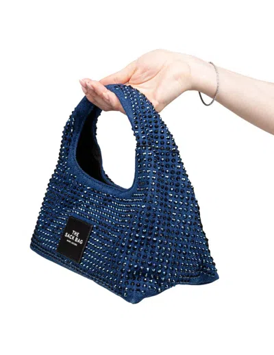 Marc Jacobs Textured Blue Shoulder Bag With Sparkling Embellishments