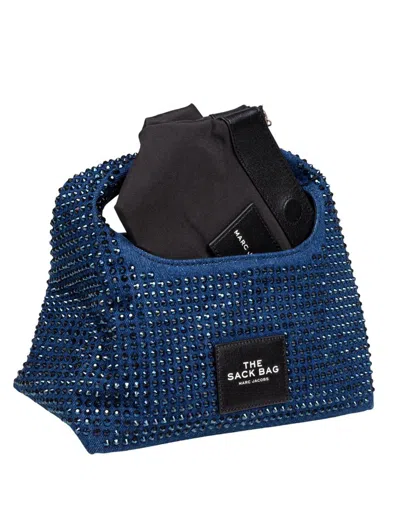 Marc Jacobs Textured Blue Shoulder Bag With Sparkling Embellishments