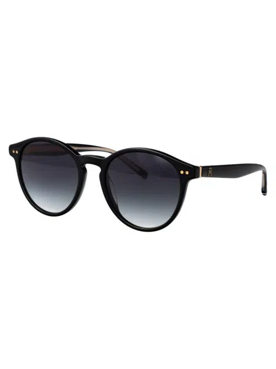 Tommy Hilfiger Black Acetate Sunglasses In Black