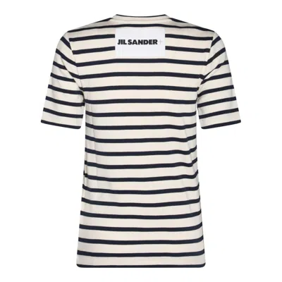 Jil Sander Black And White Knitted Striped T-shirt In Cotton Woman