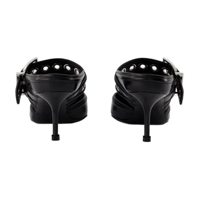 Alexander Mcqueen Punk 65mm Buckled Leather Mules In Black