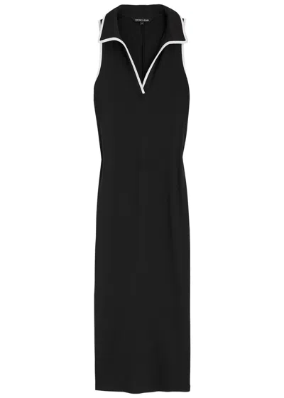 Veronica Beard Darien Ribbed Stretch-pima Cotton Midi Dress In Black