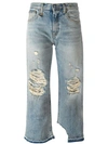 R13 Distressed Straight Leg Jeans - Blue In Blue