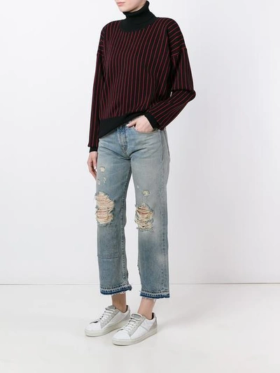 R13 Distressed Straight Leg Jeans - Blue In Blue