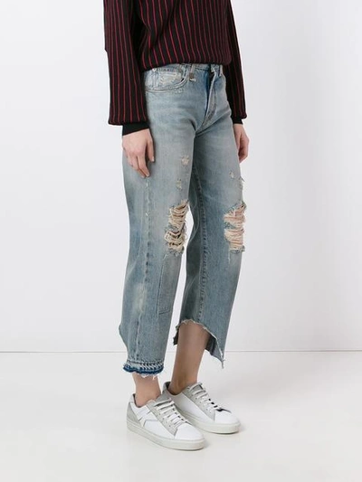 R13 Distressed Straight Leg Jeans - Blue In Blue