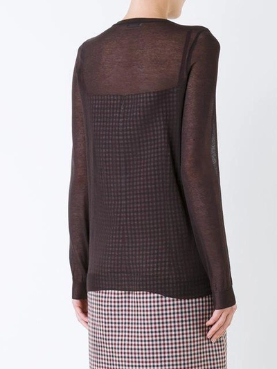 Shop Nina Ricci Sheer Longsleeved T-shirt - Brown