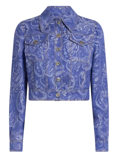 Etro Printed Cotton-linen Denim Jacket