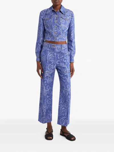 Etro Printed Cotton-linen Denim Jacket