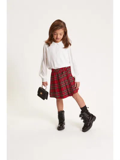Monnalisa Pleated Tartan Skirt