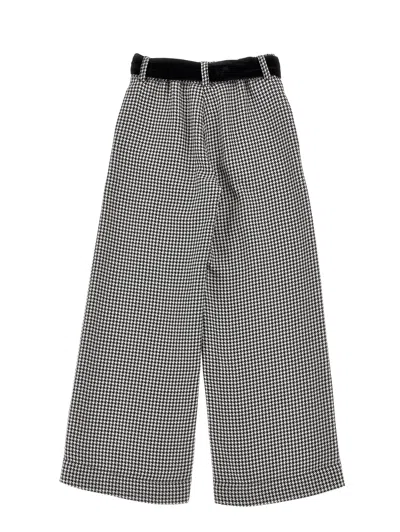 Monnalisa Kids' Houndstooth Wide-leg Trousers In Gray