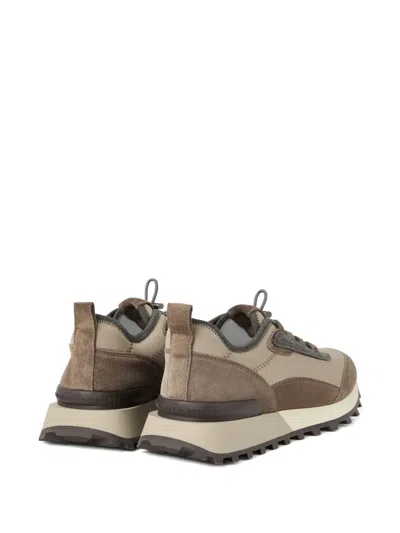 Brunello Cucinelli Streamlined Sneakers With Mesh Panels In Brown