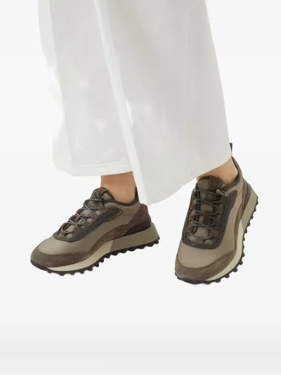 Brunello Cucinelli Streamlined Sneakers With Mesh Panels In Brown