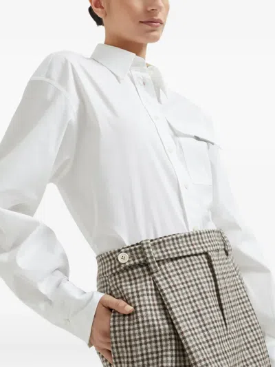 Brunello Cucinelli Checked Virgin Wool Flannel Miniskirt In Gray