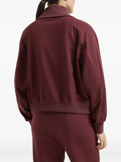 Brunello Cucinelli Collared Neck Sweatshirt With Shiny Flap Detail In Burgundy