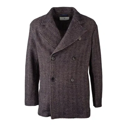 Etro Blue And Camel Peacot Jacket