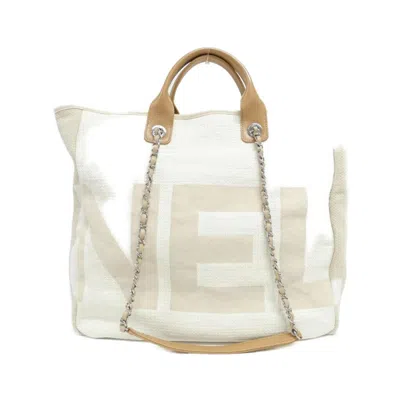 Pre-owned Chanel Beige Canvas Leather Shoulder Bag ()